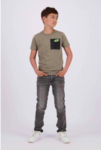 Raizzed T-shirt Hon zacht olijfgroen zwart Jongens Katoen Ronde hals Meerkleurig 176