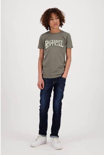 Raizzed T-shirt Iowa met logo armygroen Jongens Katoen Ronde hals Logo 140