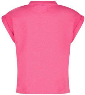 Raizzed T-shirt Merena met logo fuchsia Roze Meisjes Katoen Ronde hals 140