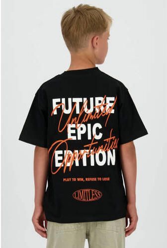 Raizzed T-shirt met backprint zwart Jongens Katoen Ronde hals Backprint - Foto 4