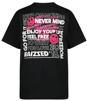 Raizzed T-shirt Safia met backprint zwart Meisjes Katoen Ronde hals Backprint 176