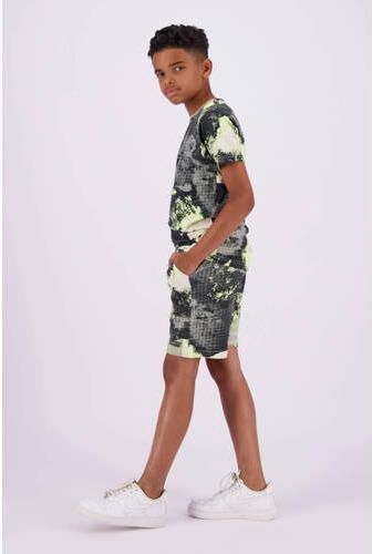 Raizzed T-shirt Zinder met all over print geel zand zwart Jongens Katoen Ronde hals 128