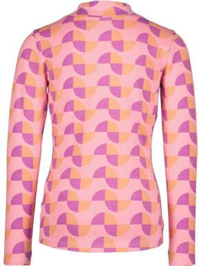 Raizzed top Marita met all over print lichtroze paars oranje Meisjes Stretchkatoen Opstaande kraag 176 - Foto 4