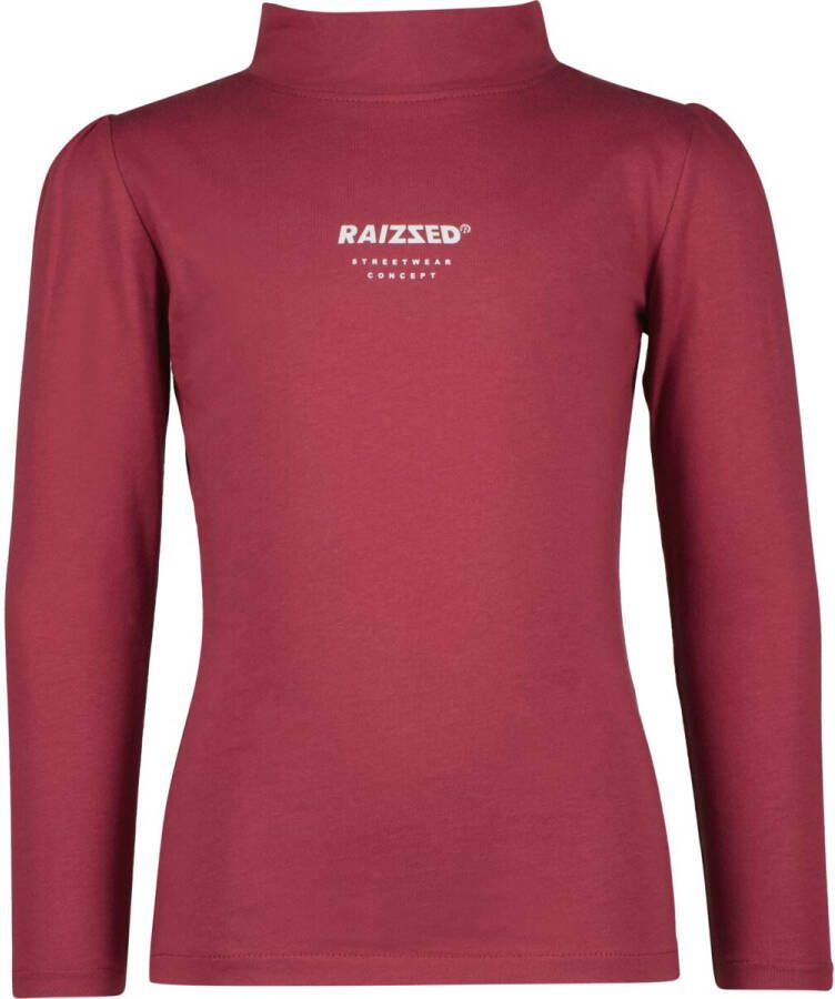 Raizzed longsleeve met logo bordeaux rood Meisjes Katoen Opstaande kraag 140