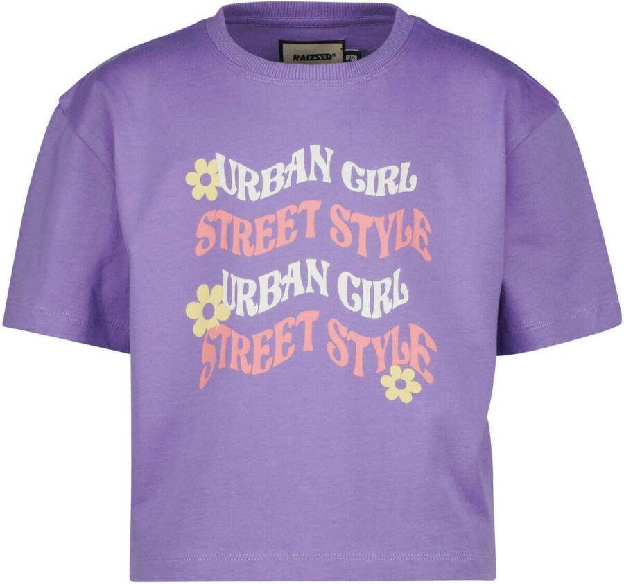 Raizzed T-shirt Faya met tekst paars Meisjes Katoen Ronde hals Tekst 116