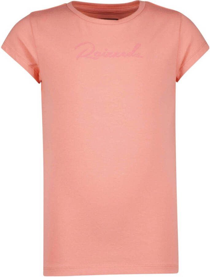 Raizzed T-shirt DESTINY met logo zalmroze Meisjes Stretchkatoen Ronde hals 152