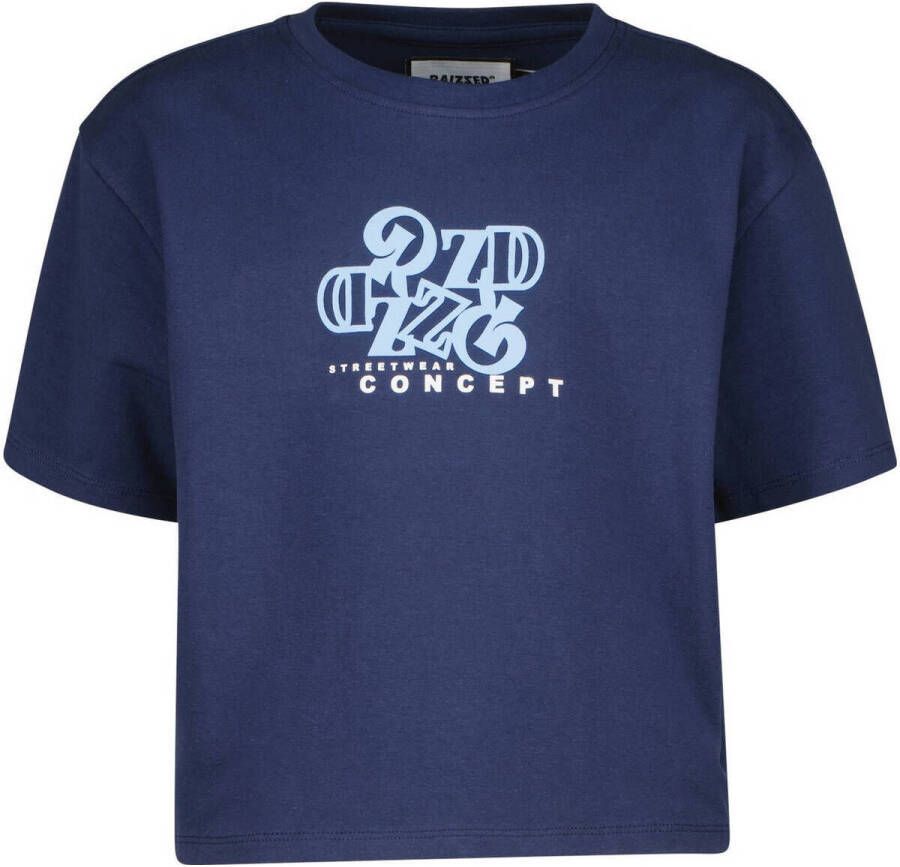 Raizzed T-shirt FAYA met printopdruk donkerblauw Meisjes Stretchkatoen Ronde hals 104