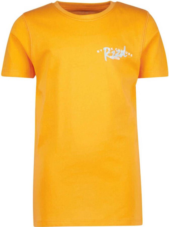 Raizzed T-shirt R123KBN30006 met logo mosterdgeel Jongens Katoen Ronde hals 128