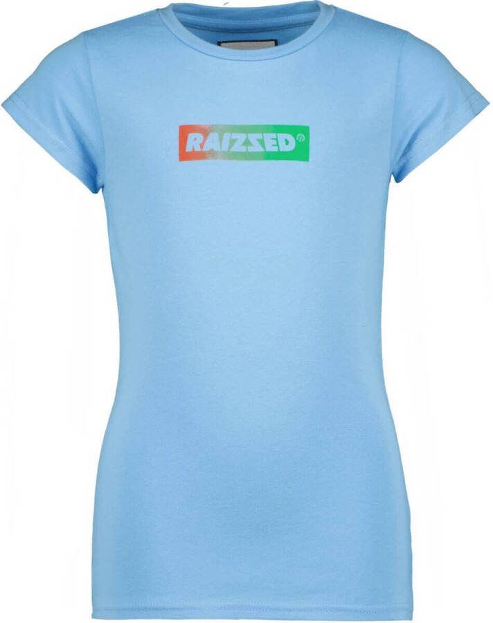 Raizzed T-shirt Denpasar met logo lichtblauw Meisjes Katoen Ronde hals 116