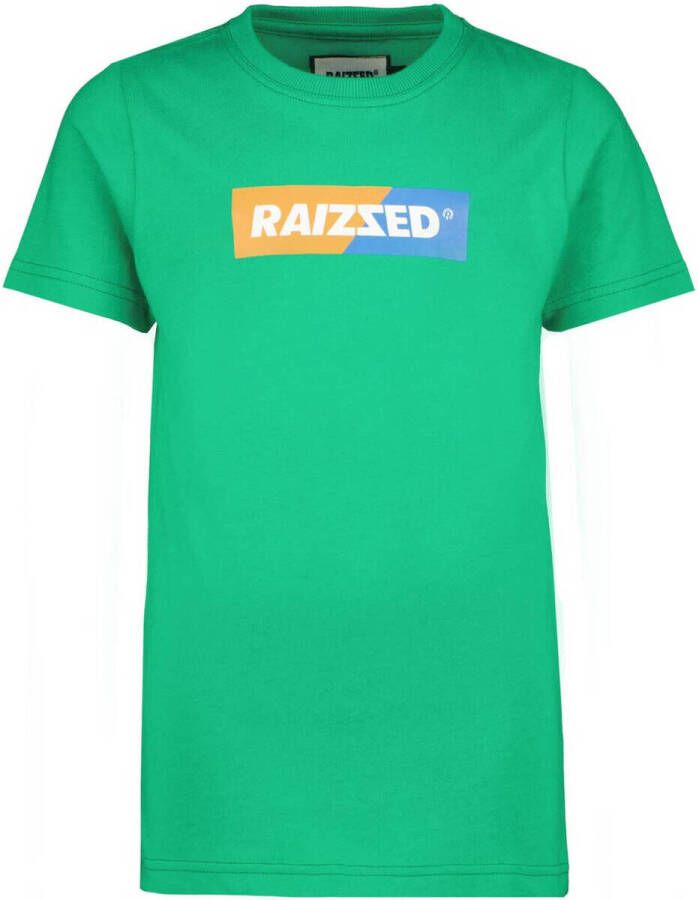 Raizzed T-shirt Jessey met logo groen Jongens Katoen Ronde hals Logo 104