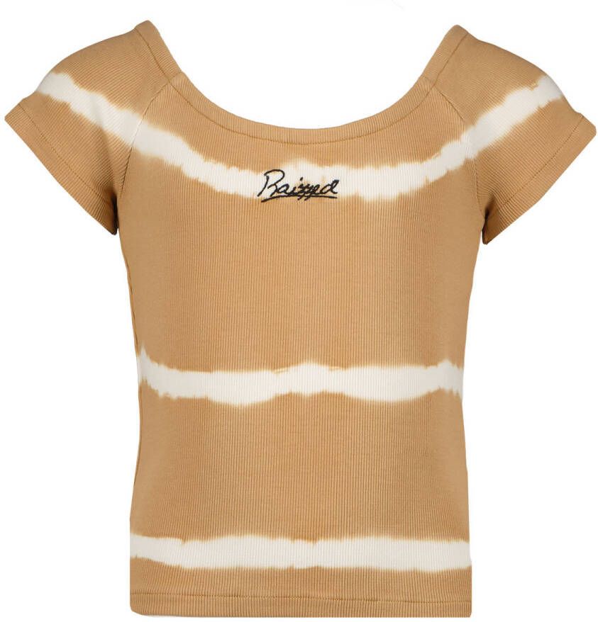 Raizzed tie-dye top camel ecru Bruin Meisjes Stretchkatoen Boothals Tie-dye 104