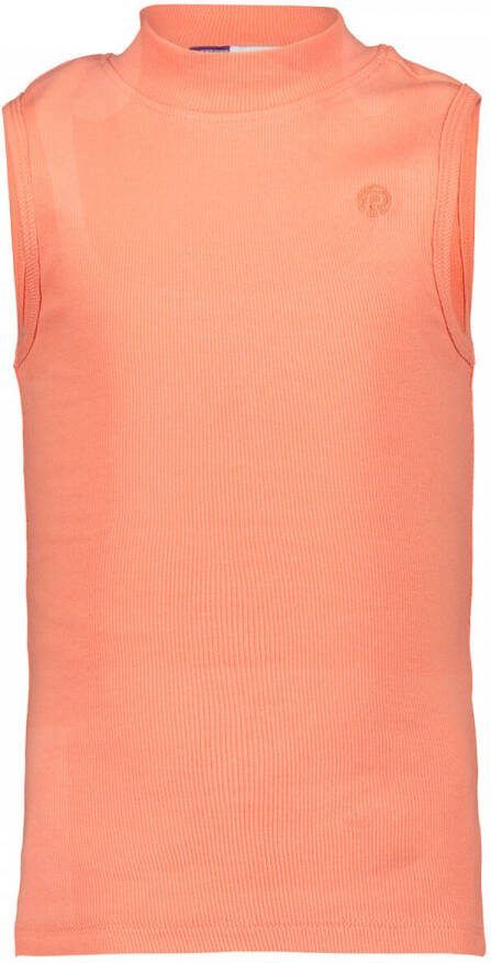 Raizzed ribgebreid T-shirt Hoya fel zalm Oranje Meisjes Stretchkatoen Opstaande kraag 116