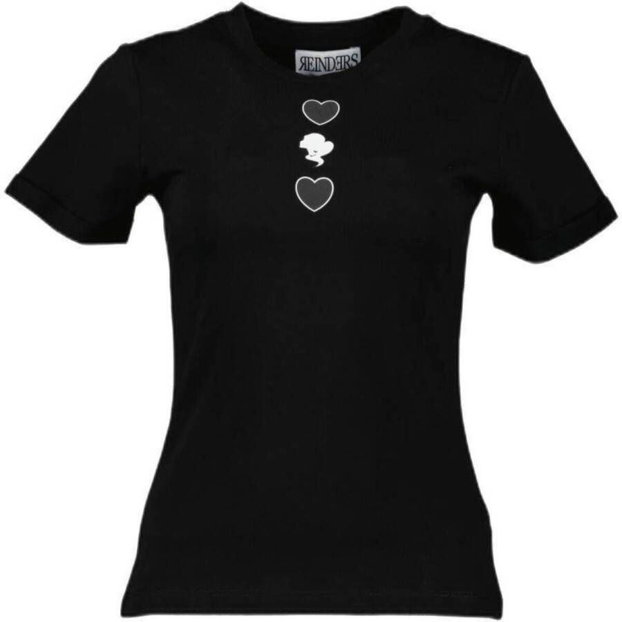 Reinders T-shirt met hartjes zwart Meisjes Katoen Ronde hals Hartjes 104