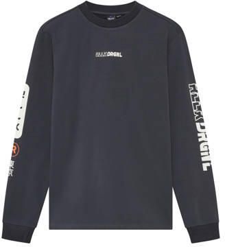 Rellix rechtvallende longsleeve met logo antraciet Grijs Jongens Stretchkatoen Ronde hals