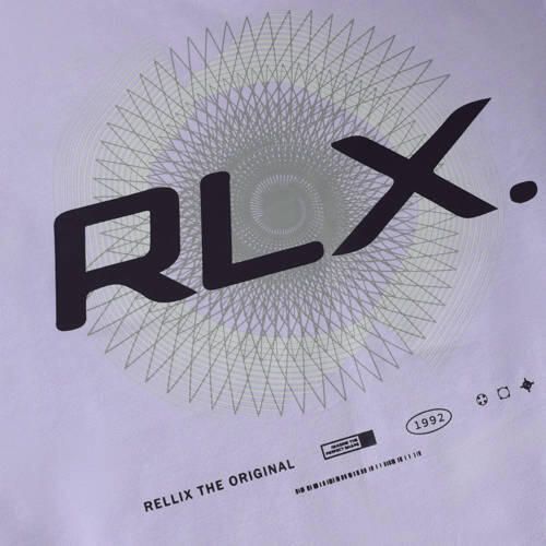 Rellix T-shirt met backprint paars Jongens Stretchkatoen Ronde hals Backprint