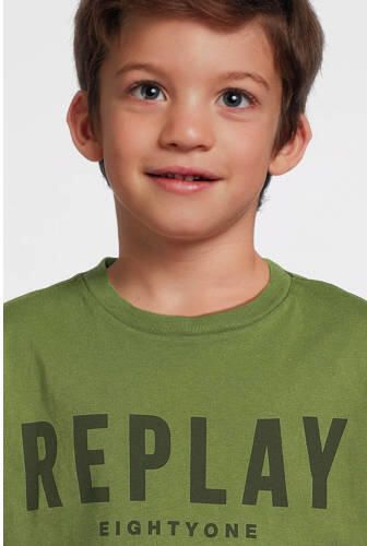 Replay T-shirt met tekst Groen Jongens Katoen Ronde hals Tekst 140 - Foto 2