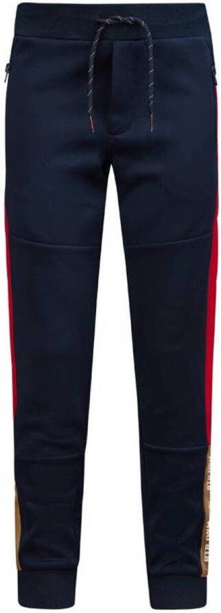 Retour Jeans slim fit broek Frederik met zijstreep donkerblauw rood bruin Jongens Polyester 122 128
