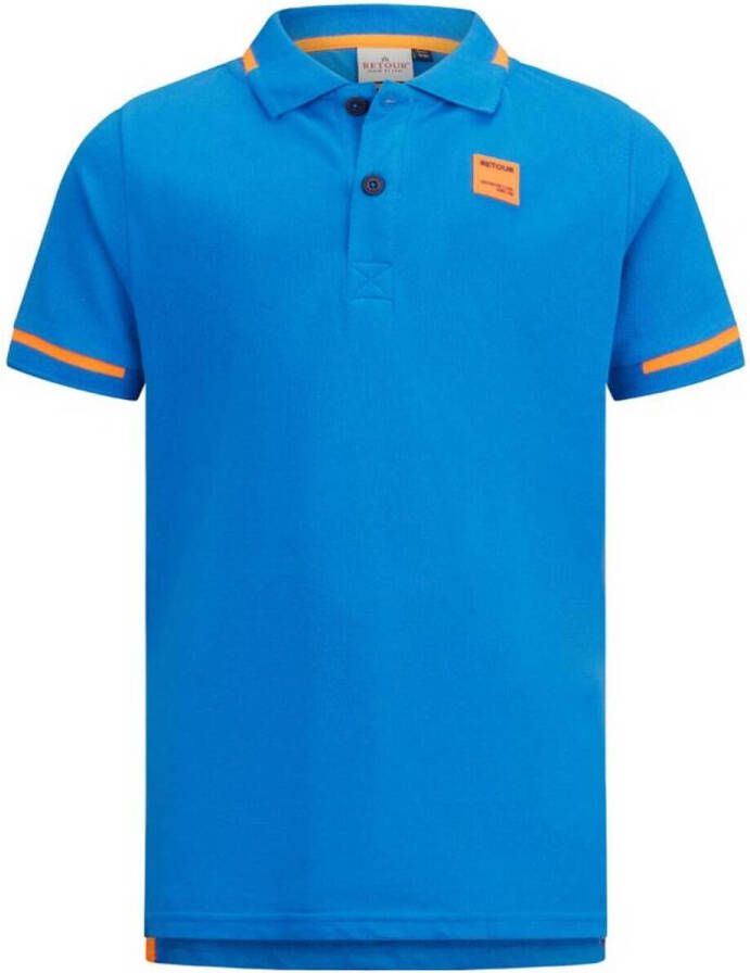 Retour Denim polo Lucas hardblauw oranje