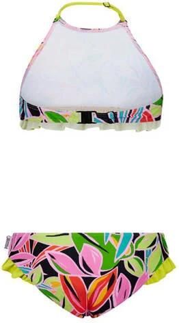 Retour Jeans crop bikini Bettina met ruches zwart limegroen roze Meisjes Polyamide 122 128