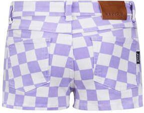 Retour Jeans denim short Kylie met all over print paars offwhite Korte broek Meisjes Stretchdenim 146 152