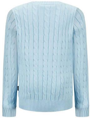 Retour Jeans gebreide kabeltrui Flynn lichtblauw Sweater Jongens Katoen Ronde hals 122 128
