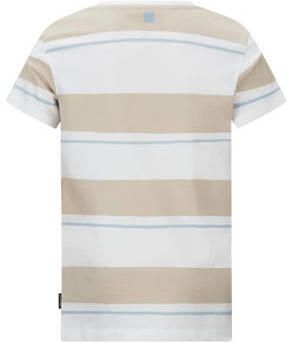 Retour Jeans gestreept T-shirt Curtis beige wit Jongens Katoen Ronde hals 122 128