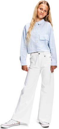 Retour Jeans gestreepte blouse Isla lichtblauw wit Meisjes Katoen Klassieke kraag 170 176