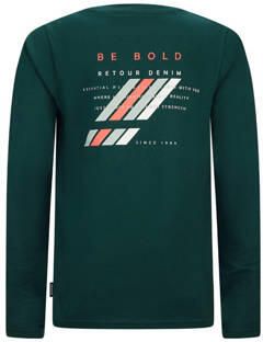 Retour Jeans longsleeve Colin met backprint donkergroen Jongens Katoen Ronde hals 122 128