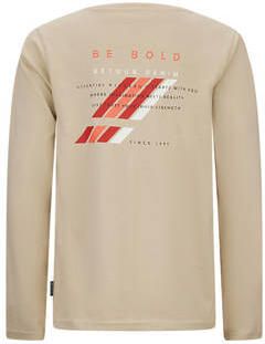 Retour Jeans longsleeve Colin met backprint lichtzand Beige Jongens Katoen Ronde hals 134 140