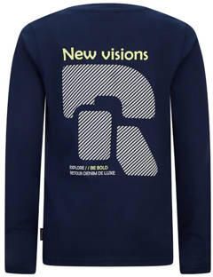 Retour Jeans longsleeve Eric met backprint donkerblauw Jongens Katoen Ronde hals 122 128