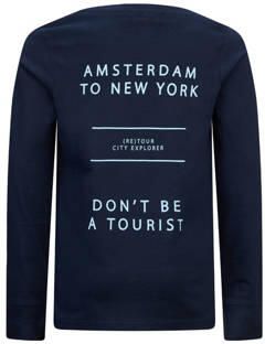 Retour Jeans longsleeve Ossian met backprint donkerblauw Jongens Katoen Ronde hals 158 164