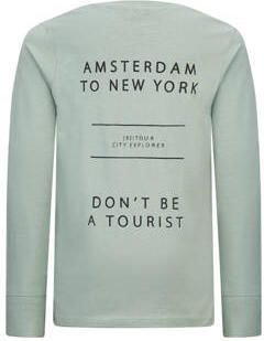 Retour Jeans longsleeve Ossian met backprint zachtgroen Jongens Katoen Ronde hals 146 152