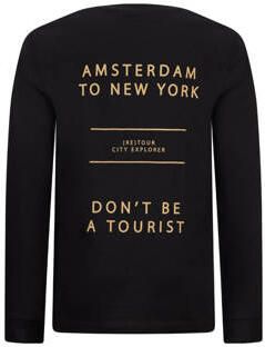 Retour Jeans longsleeve Ossian met backprint zwart Jongens Katoen Ronde hals 134 140