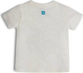 Retour Jeans Retour Mini T-shirt Delvin met printopdruk offwhite aquablauw Ecru Jongens Katoen Ronde hals 104
