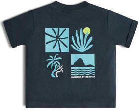 Retour Jeans Retour Mini T-shirt Pepijn met backprint antraciet blauw Grijs Jongens Stretchkatoen Ronde hals 104