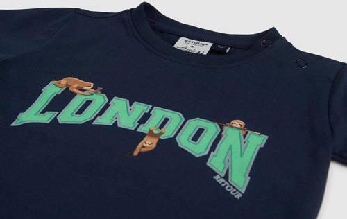 Retour Jeans Retour X Anouk Matton T-shirt Sen met tekst donkerblauw Jongens Stretchkatoen Ronde hals 104 - Foto 2