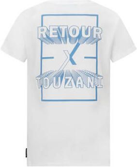 Retour Jeans Retour X Touzani T-shirt Swing met backprint wit blauw Jongens Katoen Ronde hals 134 140