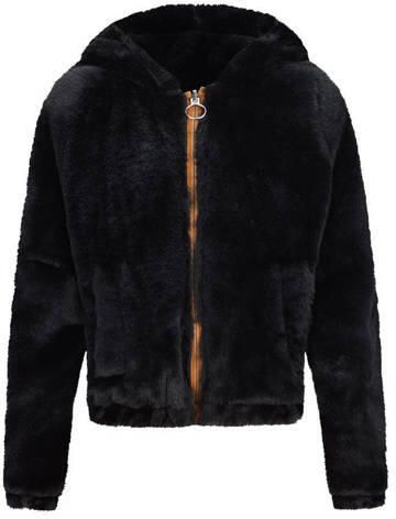 Retour Jeans reversible gewatteerde imitatiebont winterjas Kiara donkerbruin camel 122 128