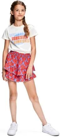 Retour Jeans skort Isabel met all over print en volant paars rood Rok Meisjes Viscose 158 164 - Foto 2