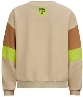 Retour Jeans sweater Brascha zand bruin groen Beige Meerkleurig 170 176