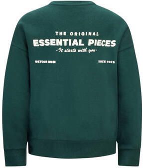 Retour Jeans sweater Easton met backprint donkergroen Backprint 146 152