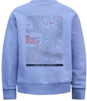Retour Jeans sweater Hakar met backprint blauw Backprint 122 128