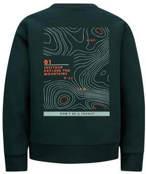Retour Jeans sweater Hakar met backprint donkergroen Backprint 170 176