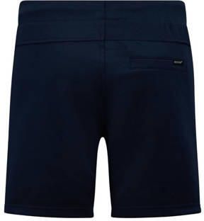 Retour Jeans sweatshort Geerten met zijstreep donkerblauw felgeel Korte broek Jongens Stretchkatoen 134 140
