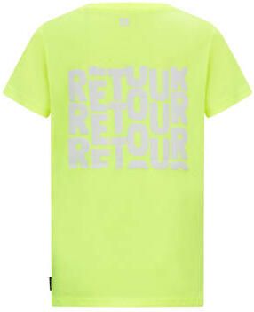 Retour Jeans T-shirt Chiel met backprint neongeel Jongens Katoen Ronde hals 122 128