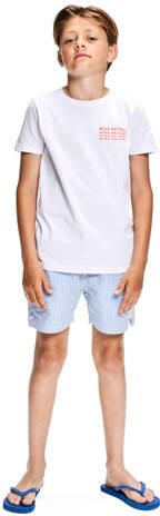 Retour Jeans T-shirt Evan met backprint wit Jongens Katoen Ronde hals Backprint 122 128