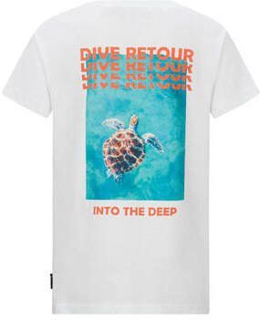 Retour Jeans T-shirt Evan met backprint wit Jongens Katoen Ronde hals Backprint 122 128 - Foto 2