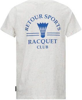Retour Jeans T-shirt Karl met backprint offwhite blauw Wit Jongens Katoen Ronde hals 158 164
