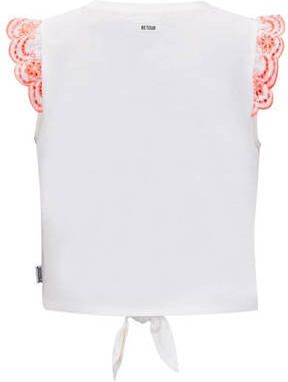 Retour Jeans T-shirt Mila met printopdruk wit oranje Meisjes Katoen Ronde hals 134 140