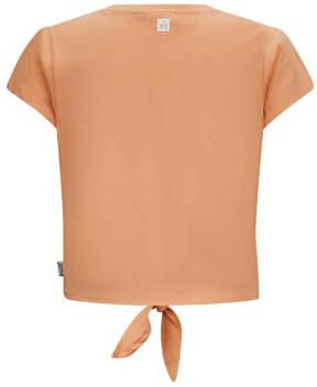 Retour Jeans T-shirt Nice met tekst zachtoranje Meisjes Katoen Ronde hals 122 128